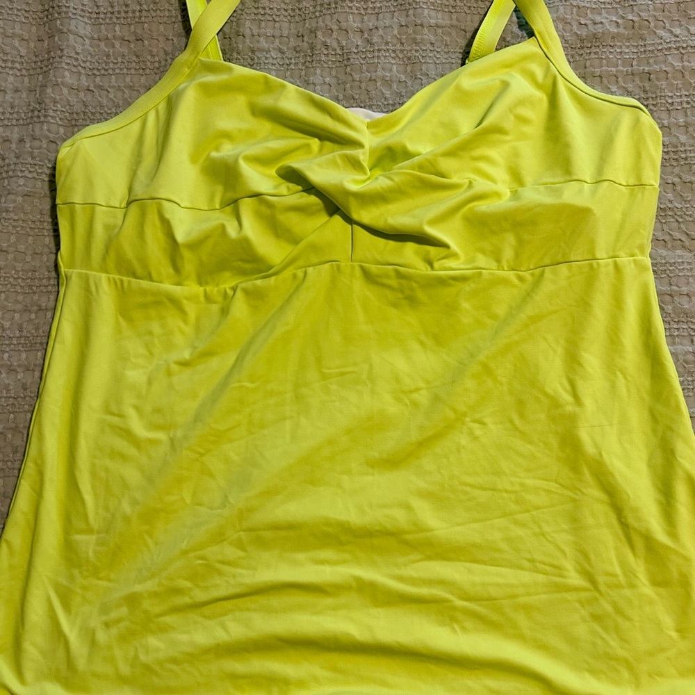 Lascana Women’s Neon Green Tankini Top with matching bikini bottom.